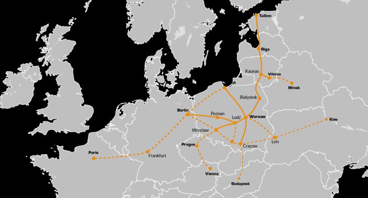 Mapa planowanych połączeń Hyperloop w Europie. Źródło: Hyper Poland